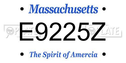 E9225Z Massachusetts License Plate