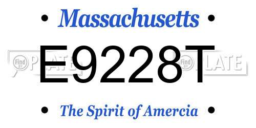 E9228T Massachusetts License Plate