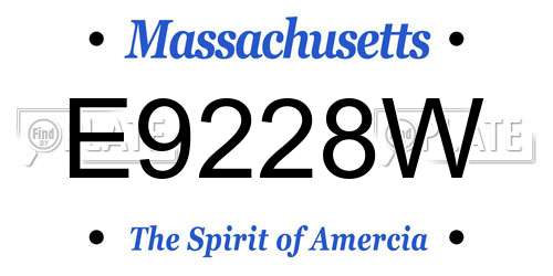 E9228W Massachusetts License Plate