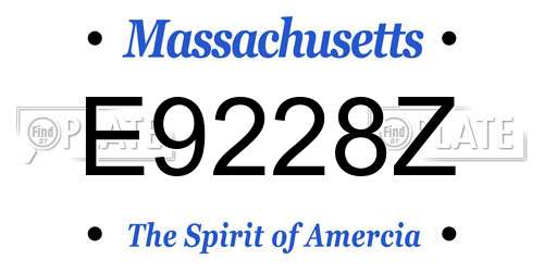 E9228Z Massachusetts License Plate