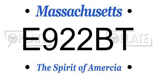 E922BT Massachusetts License Plate