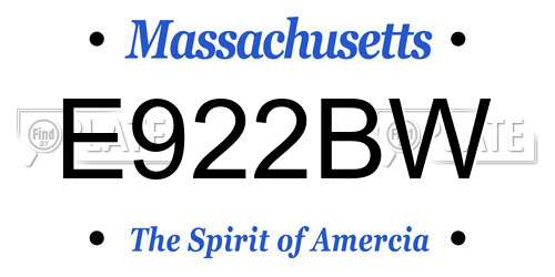 E922BW Massachusetts License Plate