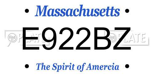 E922BZ Massachusetts License Plate