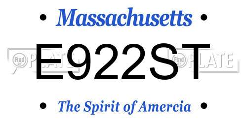 E922ST Massachusetts License Plate