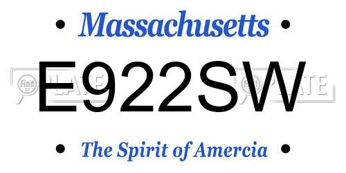 E922SW Massachusetts License Plate