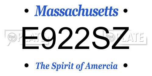 E922SZ Massachusetts License Plate
