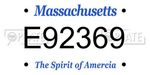 E92369 Massachusetts License Plate