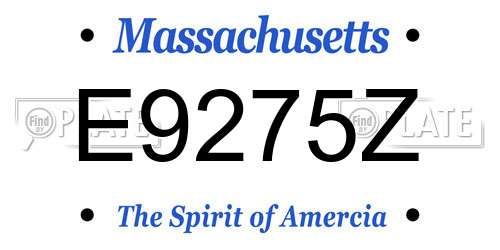 E9275Z Massachusetts License Plate