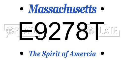 E9278T Massachusetts License Plate