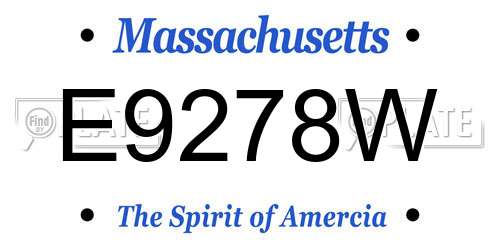 E9278W Massachusetts License Plate