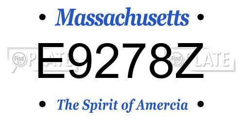 E9278Z Massachusetts License Plate