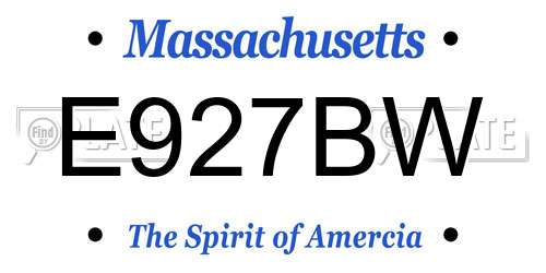 E927BW Massachusetts License Plate