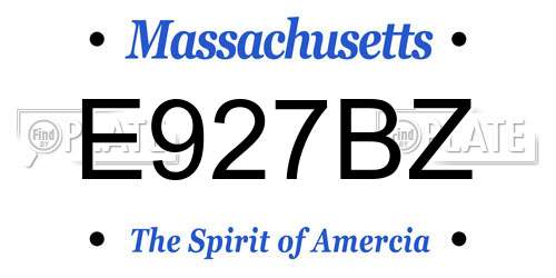 E927BZ Massachusetts License Plate