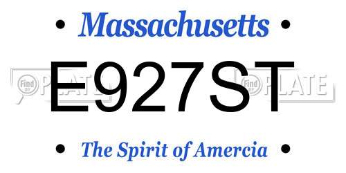 E927ST Massachusetts License Plate