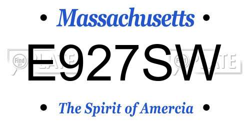 E927SW Massachusetts License Plate