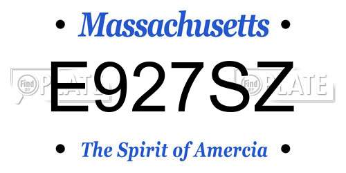 E927SZ Massachusetts License Plate