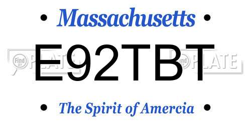 E92TBT Massachusetts License Plate