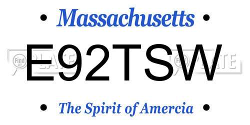 E92TSW Massachusetts License Plate