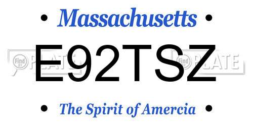 E92TSZ Massachusetts License Plate