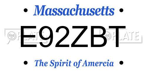 E92ZBT Massachusetts License Plate