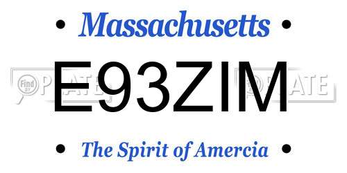 E93ZIM Massachusetts License Plate