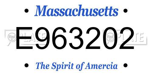 E963202 Massachusetts License Plate