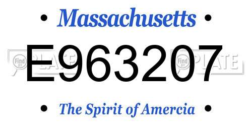 E963207 Massachusetts License Plate