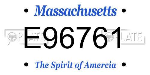 E96761 Massachusetts License Plate