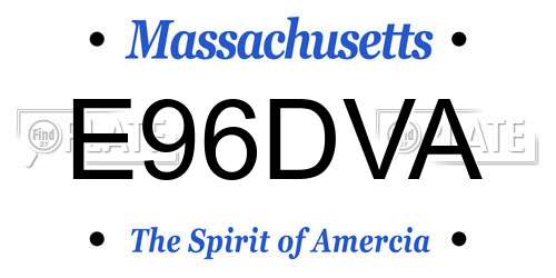 E96DVA Massachusetts License Plate