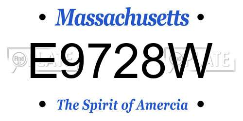 E9728W Massachusetts License Plate