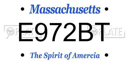 E972BT Massachusetts License Plate