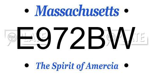 E972BW Massachusetts License Plate