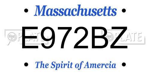 E972BZ Massachusetts License Plate