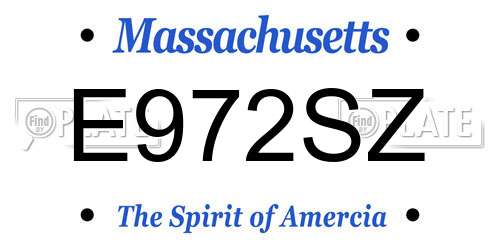 E972SZ Massachusetts License Plate
