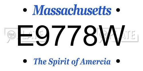 E9778W Massachusetts License Plate