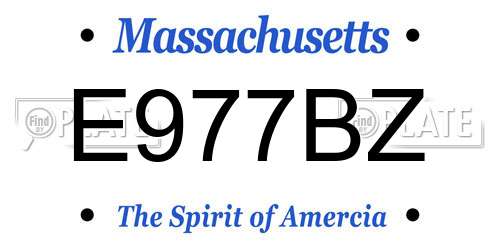 E977BZ Massachusetts License Plate