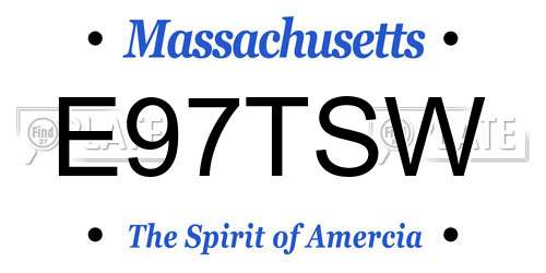 E97TSW Massachusetts License Plate