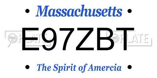 E97ZBT Massachusetts License Plate