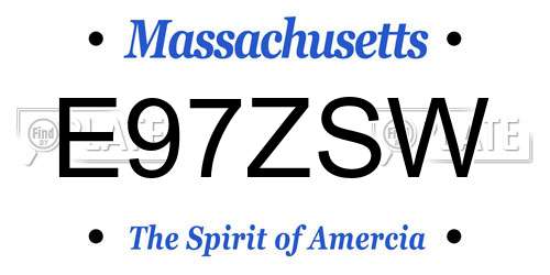E97ZSW Massachusetts License Plate