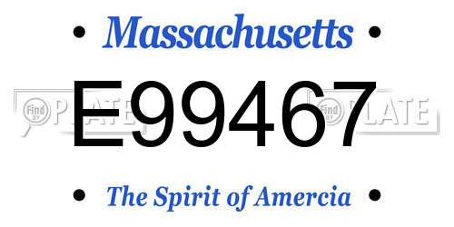 E99467 Massachusetts License Plate