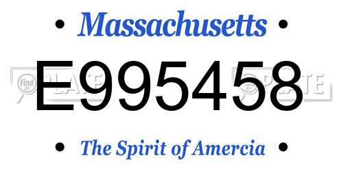 E995458 Massachusetts License Plate