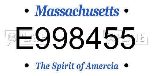 E998455 Massachusetts License Plate