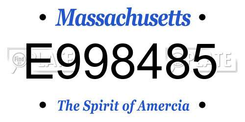 E998485 Massachusetts License Plate