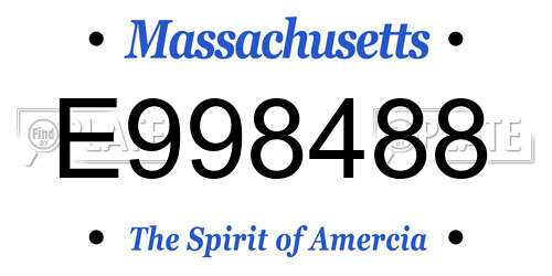 E998488 Massachusetts License Plate