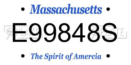 E99848S Massachusetts License Plate