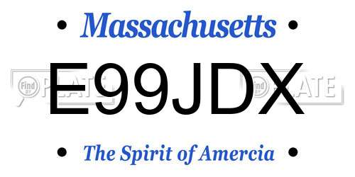 E99JDX Massachusetts License Plate