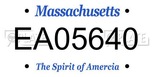 EA05640 Massachusetts License Plate