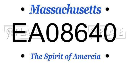 EA08640 Massachusetts License Plate