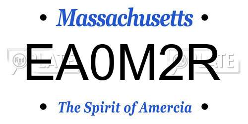EA0M2R Massachusetts License Plate