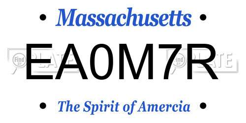 EA0M7R Massachusetts License Plate